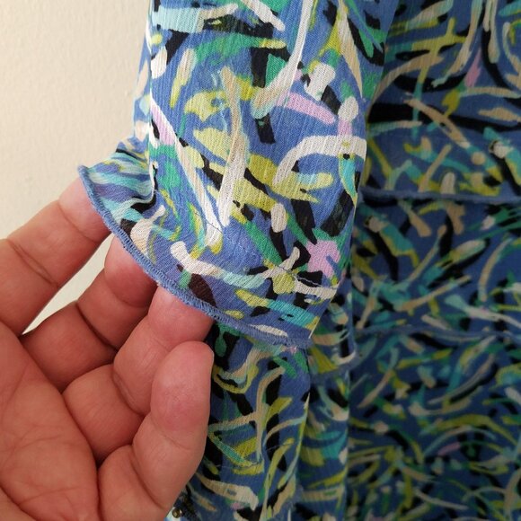 R Q T Abstract Floral Long Skirt Elastic Waistband Size 18 Plus Size - Picture 3 of 11